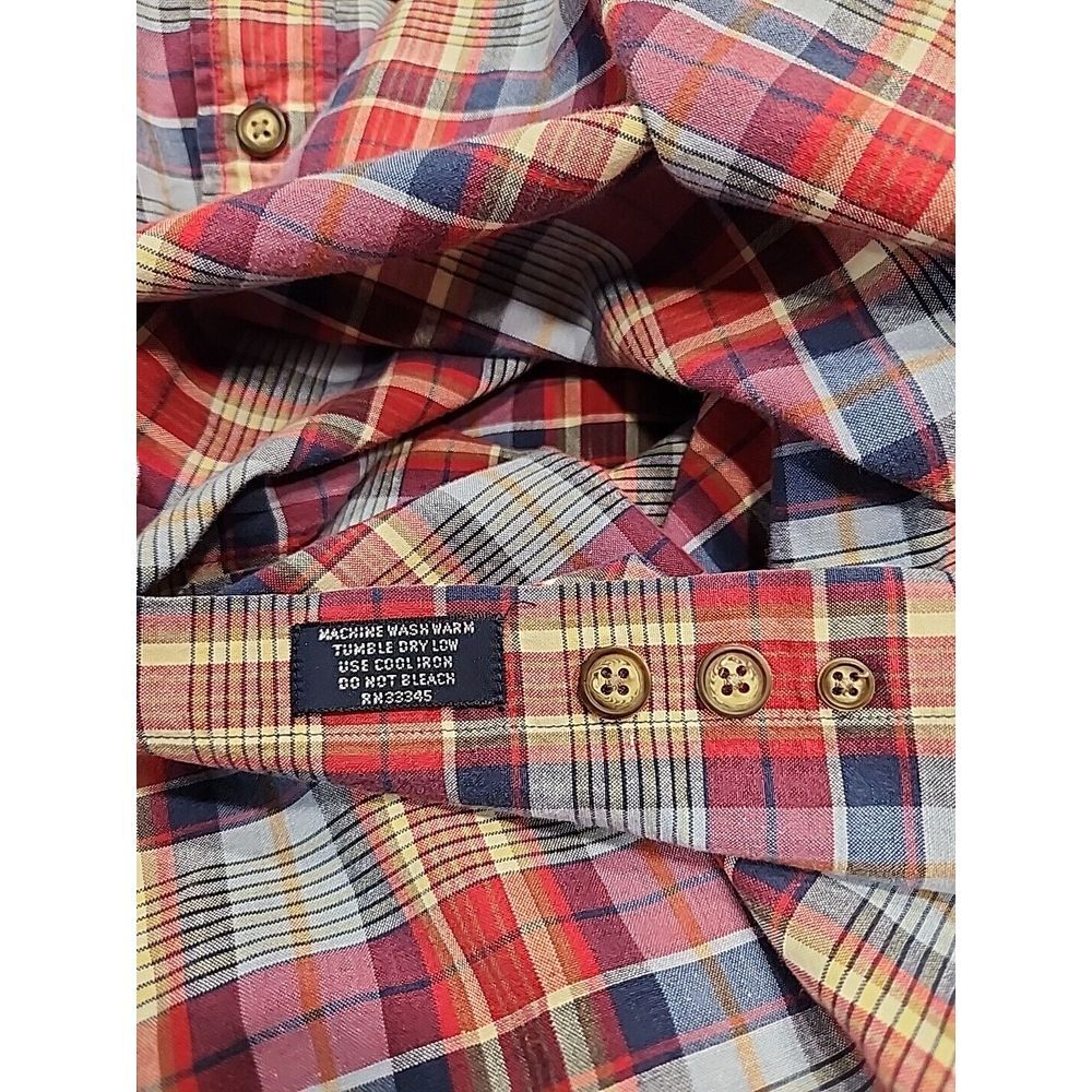 Bullock & Jones Mens‎ L 100% Premium Woven Cotton Multi Color Check Plaid Shirt - Picture 7 of 8